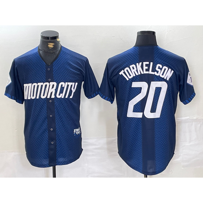 Detroit Tigers #20 Spencer Torkelson 2024 Navy Jereymy City Connect Cool Base Limited Stitched Jersey