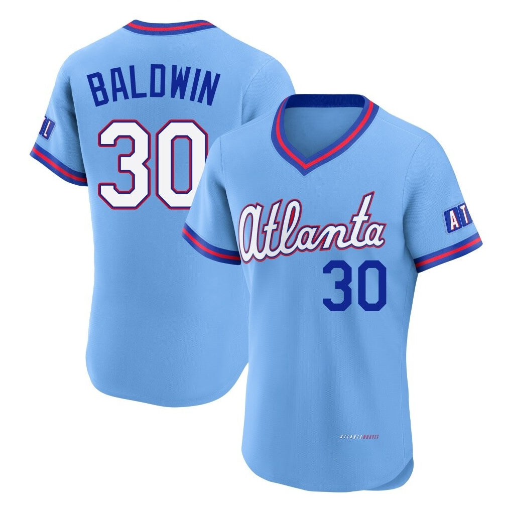 Atlanta Braves #30 Drake Baldwin Player Powder Blue Jereymy 2026 City Connect T-shirt Limited Elite Home Game Stitched Jerseys