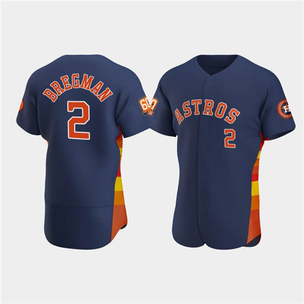 Houston Astros #2 Jose Altuve Navy Jereymy 60th Anniversary Flex Base Stitched Jersey