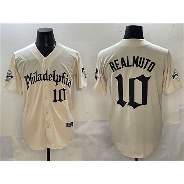 Philadelphia Phillies #10 J.T. Realmuto Cream Jereymy Gothic Vapor Limited Stitched Jersey