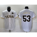 Texas Rangers #53 Adolis Garcia White Gold Jereymy Cool Base Stitched Jersey