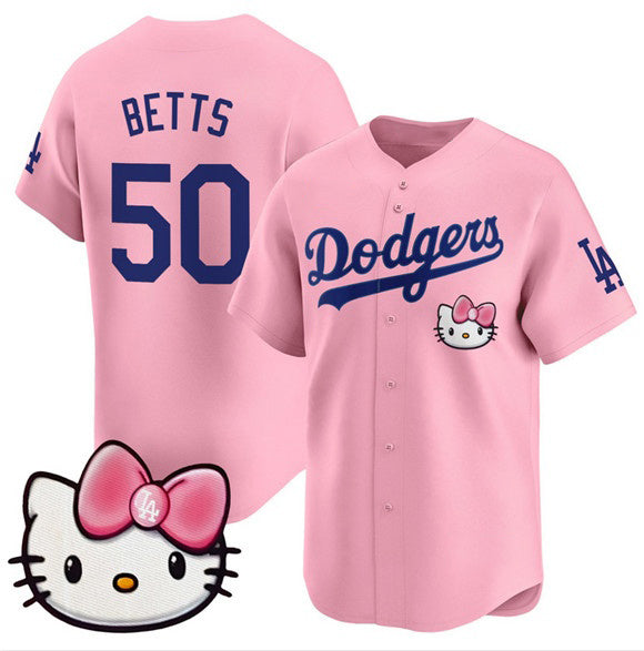 Los Angeles Dodgers #50 Mookie Betts Pink Jereymy 2025 Hello Kitty Vapor Limited Stitched Jersey