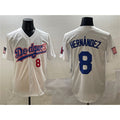 Los Angeles Dodgers #8 Enrique Hern¨¢ndez White Jereymy With American Flag Patch Limited Stitched Jersey