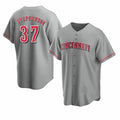 Cincinnati Reds #37 Tyler Stephenson Grey Jereymy Cool Base Jersey