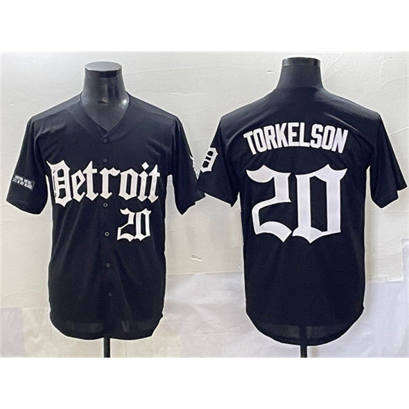 Detroit Tigers #20 Spencer Torkelson Black Jereymy 'Motor Gothic Edition' Vapor Premier Limited Stitched Jersey