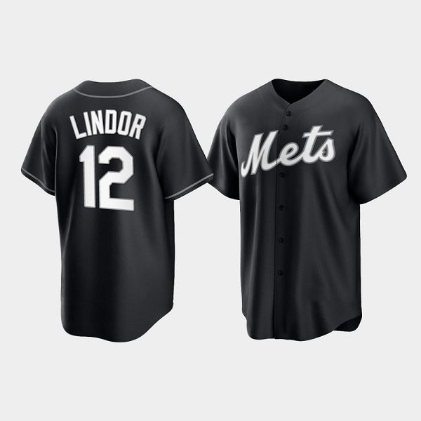New York Mets #12 Francisco Lindor Black Jereymy Cool Base Stitched Jersey