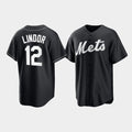 New York Mets #12 Francisco Lindor Black Jereymy Cool Base Stitched Jersey