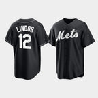 New York Mets #12 Francisco Lindor Black Jereymy Cool Base Stitched Jersey