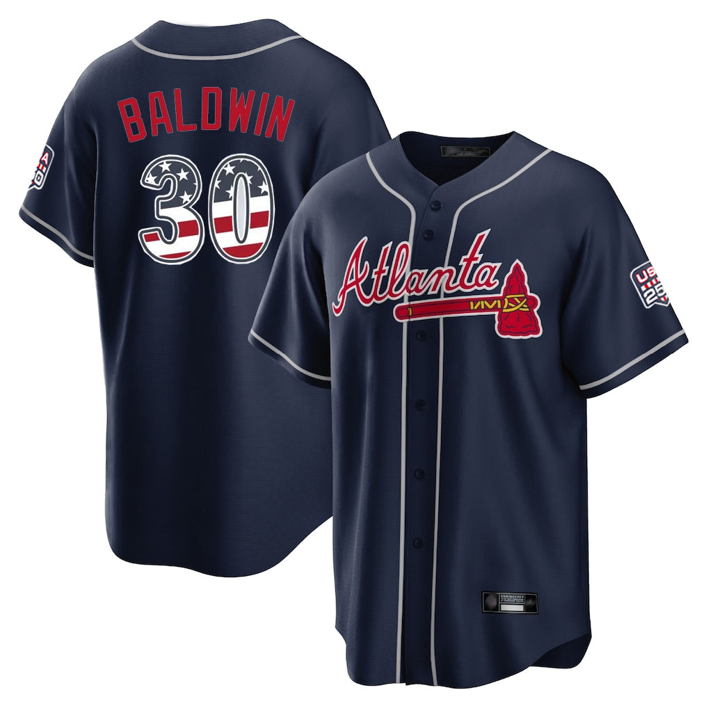 Atlanta Braves #30 Drake Baldwin Player Navy Jereymy USA 250 Fourth Of July Limited Home Game Stitched Jerseys