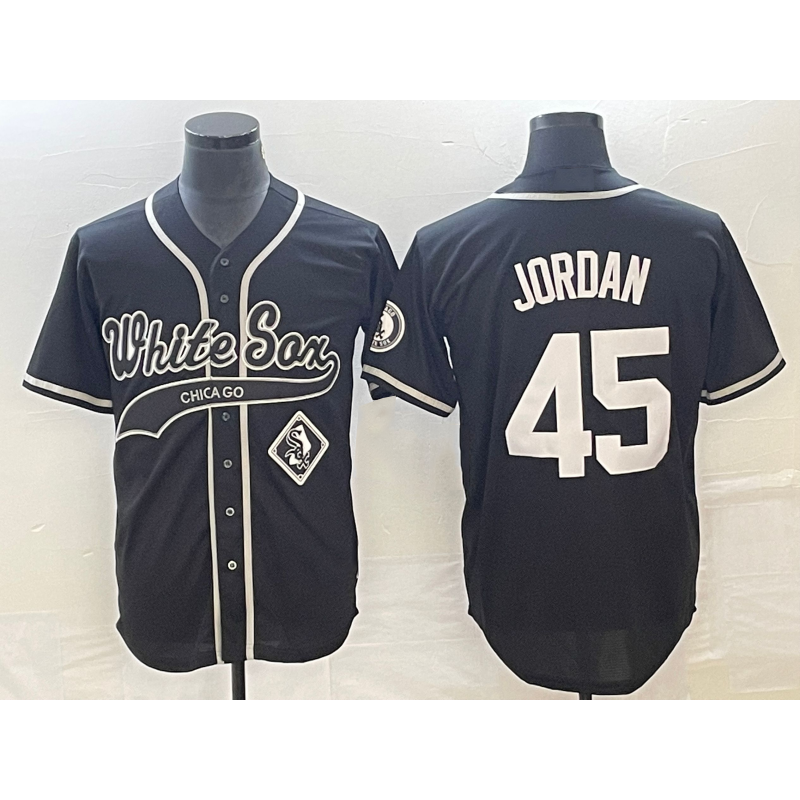 Chicago White Sox #45 Michael Jordan Black Jereymy Cool Base Stitched Jersey