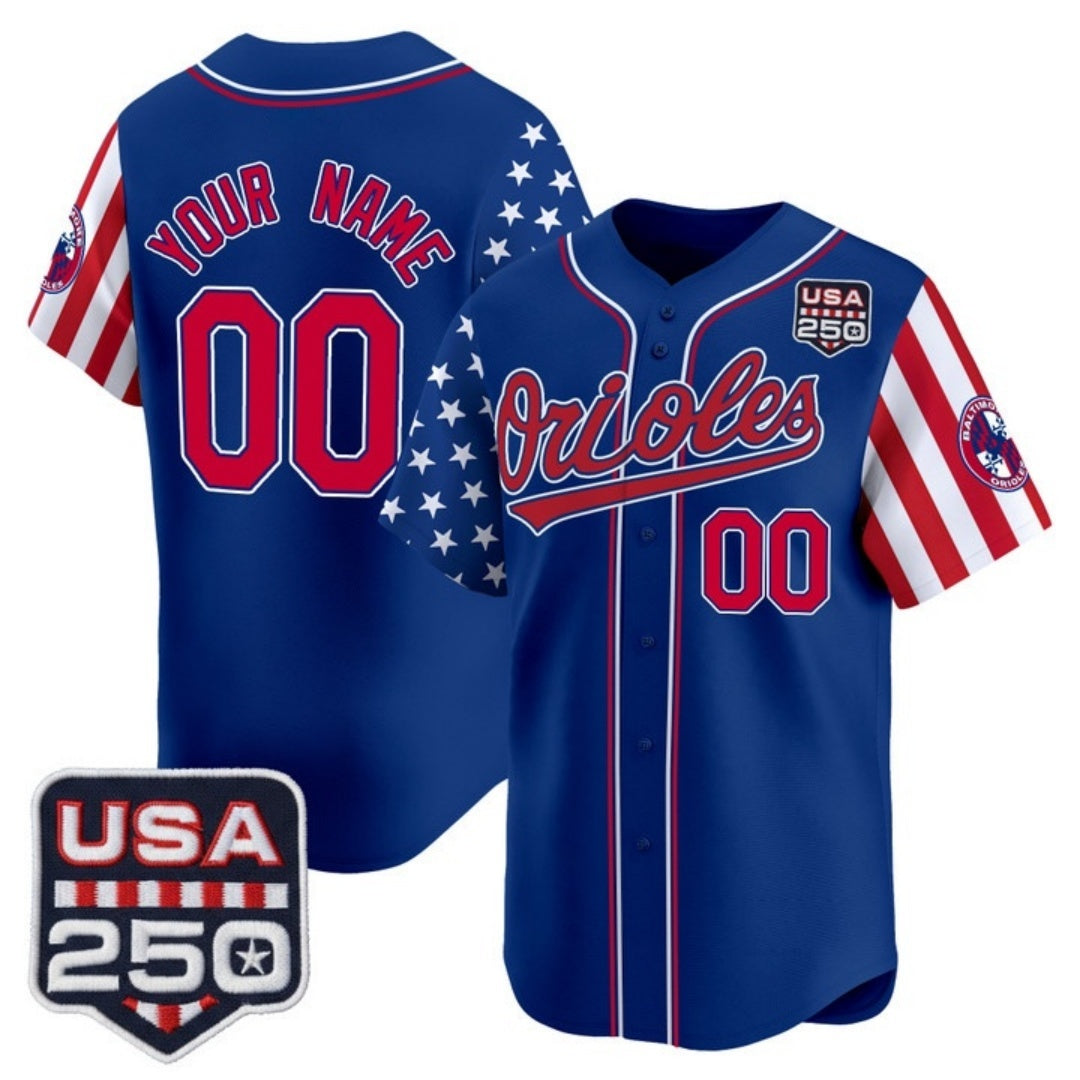 Custom Baltimore Orioles America 250 Edition Vapor Premier Limited Royal Jereymy Stitched Jerseys