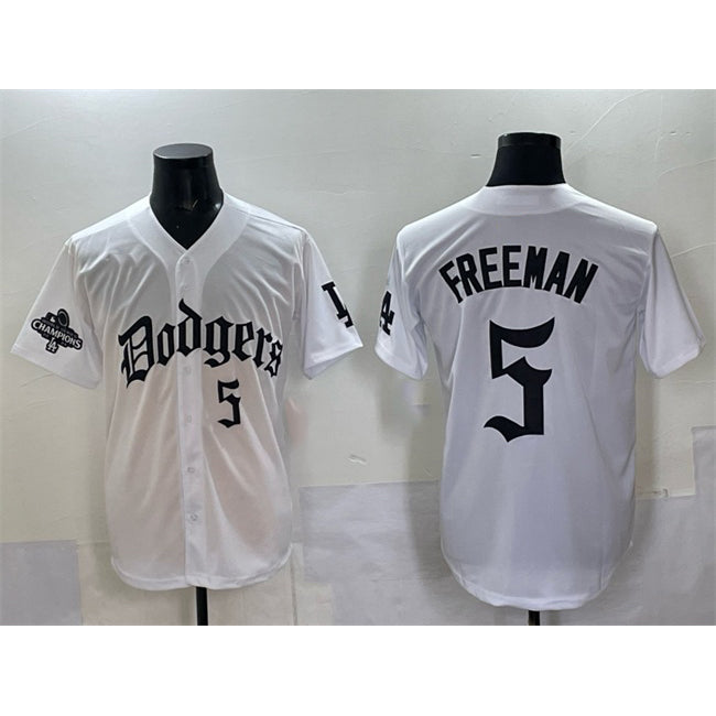 Los Angeles Dodgers #5 Freddie Freeman White Jereymy 2025 LA Gothic Style With 2024 World Series Champions Patch Vapor Premier Limited Stitched Jersey
