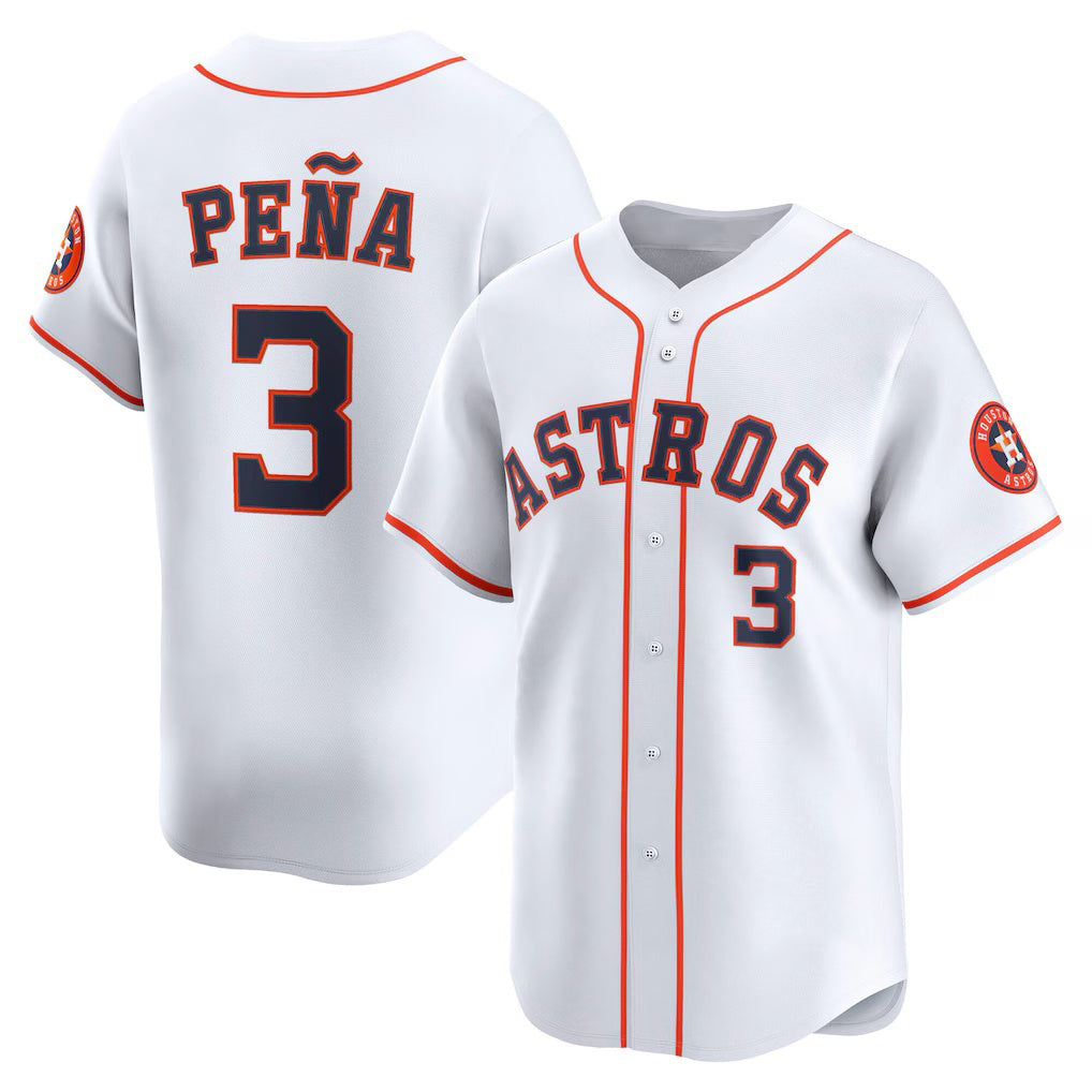 Houston Astros #3 Jeremy Pe?a White Jereymy Home Limited Player Jersey