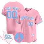 Custom Houston Astros  Love Street & Peace Sign Patch Bubblegum Pink Jereymy Vapor Premier Limited Jersey ¨C All Stitched