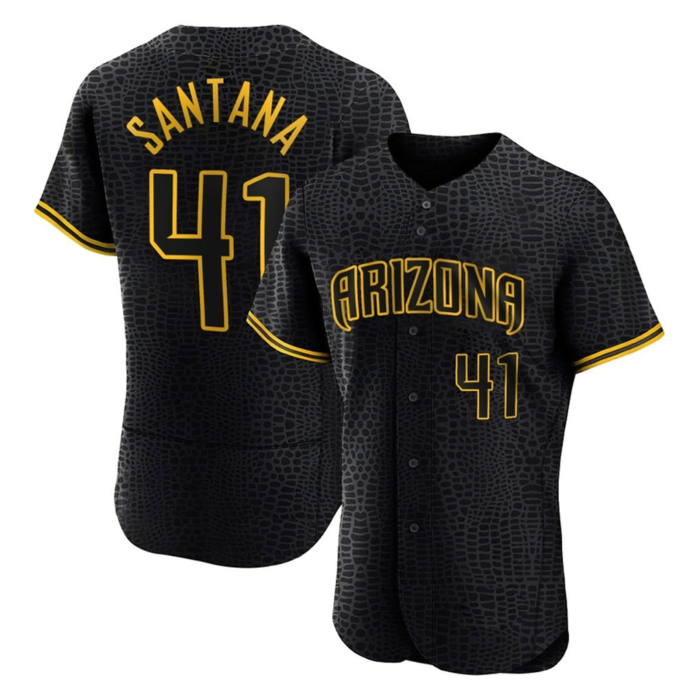 Arizona Diamondbacks #41 Carlos Santana Player Black Jereymy Snake Skin City Limited Elite Home Game Stitched Jerseys
