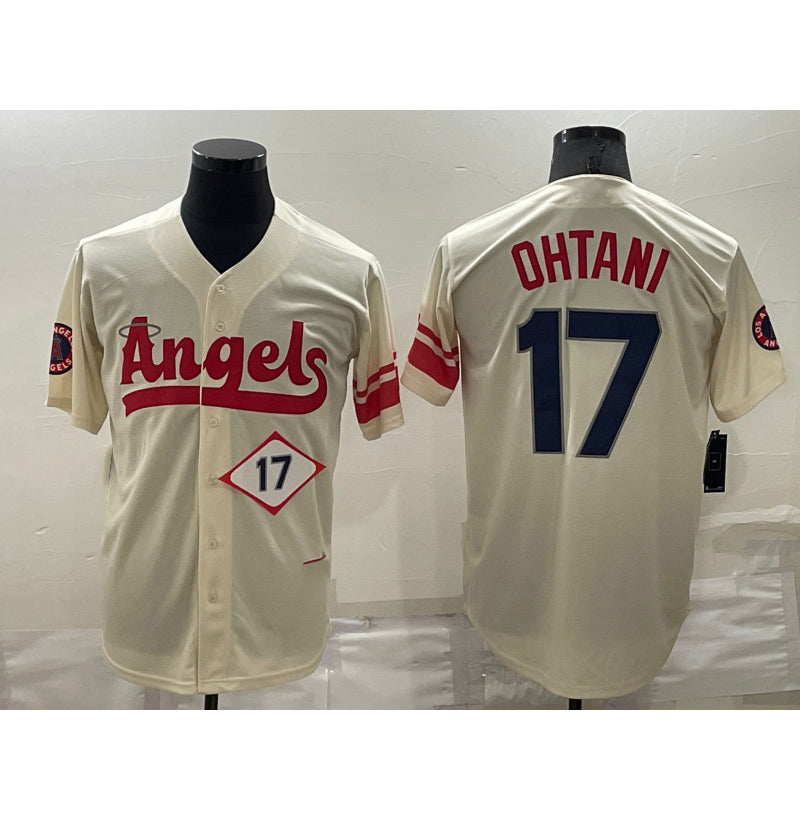 Los Angeles Angels #17 Shohei Ohtani Number Cream Jereymy 2022 City Connect Cool Base Stitched Jersey