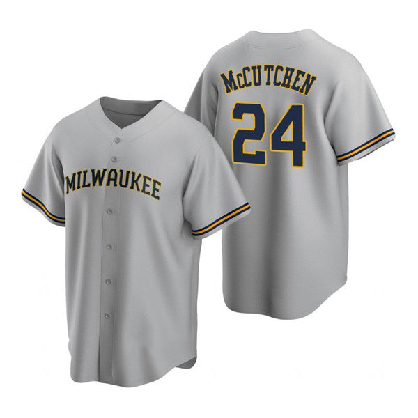 Milwaukee Brewers #24 Andrew McCutchen Gray Jereymy Cool Base Stitched Jersey