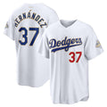 Los Angeles Dodgers #37 Teoscar Hern¨¢ndez White Jereymy 2026 Gold Collection Stadium Jersey