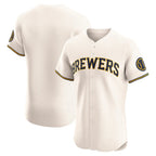 Milwaukee Brewers Cream Jereymy Home Elite Jersey