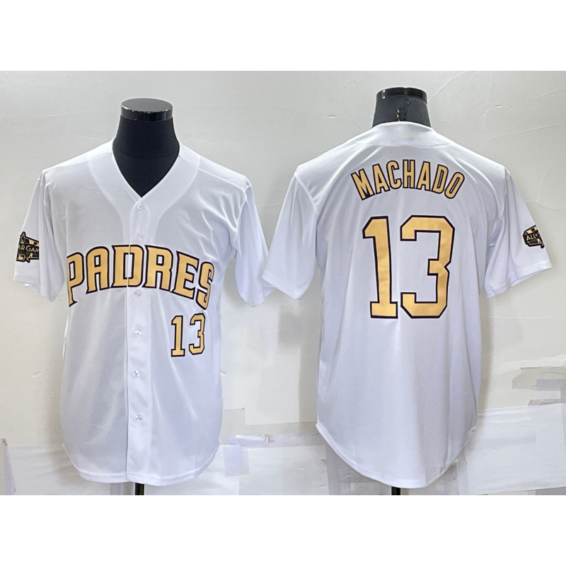 San Diego Padres #13 Manny Machado Number White Jereymy 2022 All Star Stitched Cool Base Jersey