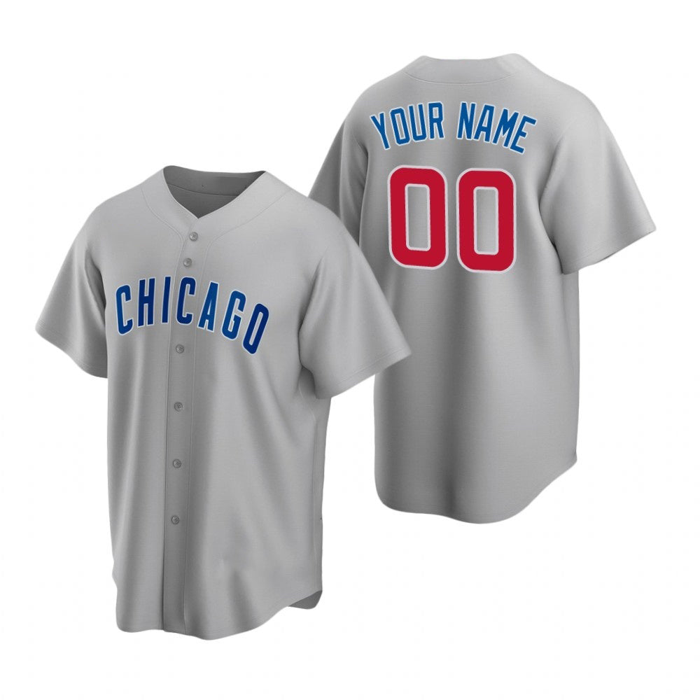 Custom Chicago Cubs Gray Jereymy Stitched Cool Base Road Jersey