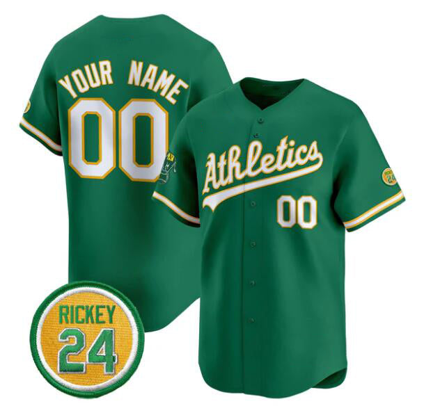 Custom Oakland Athletics Active Player Green Jereymy Rickey Henderson Patch Vapor Premier Limited Stitched Jersey