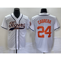 Detroit Tigers #24 Miguel Cabrera White Jereymy Cool Base Stitched Jersey