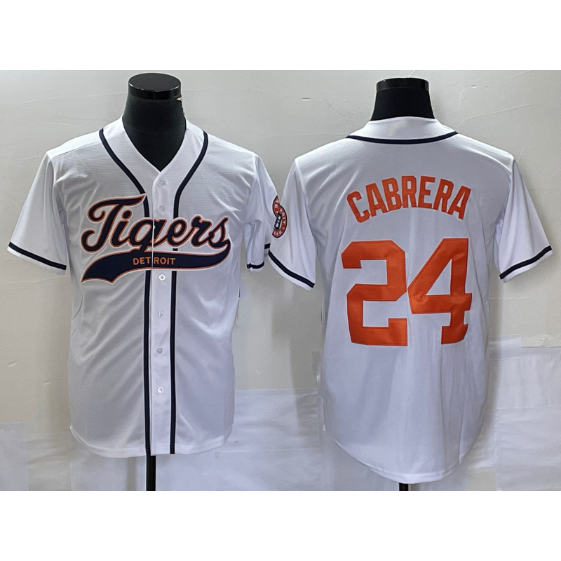 Detroit Tigers #24 Miguel Cabrera White Jereymy Cool Base Stitched Jersey