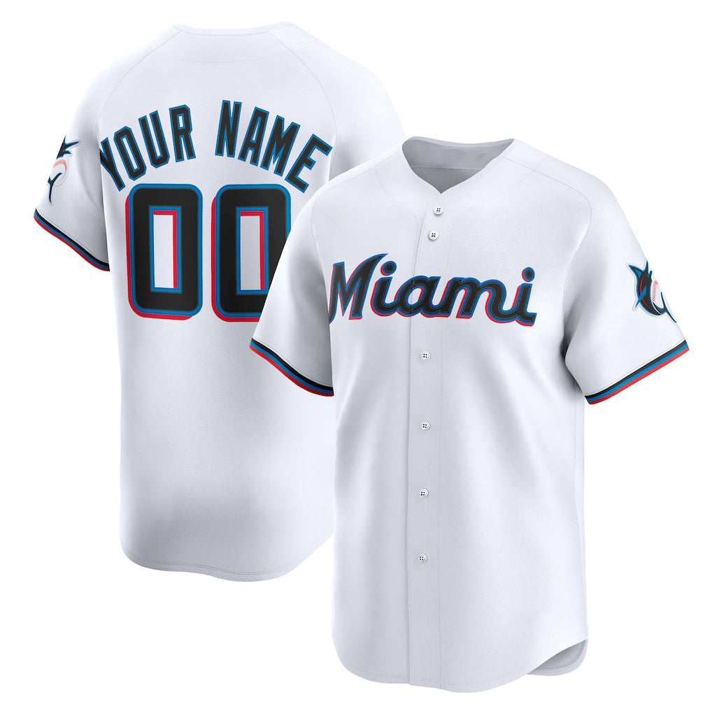 Custom Miami Marlins White Jereymy Home Limited Jersey
