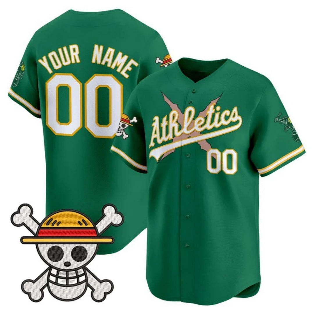 Custom Oakland Athletics x One Piece Green Jereymy Vapor Premier Limited Jersey - Stitched