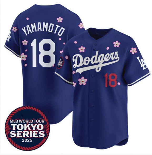 Los Angeles Dodgers #18 Yoshinobu Yamamoto Royal Jereymy 2025 Tokyo Series Limited Stitched Jersey