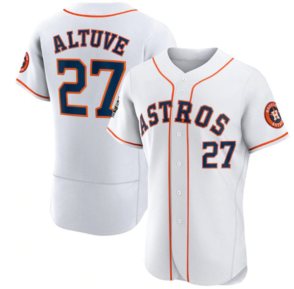 Houston Astros #27 Jose Altuve White Jereymy 2022 World Series Flex Base Stitched Jersey