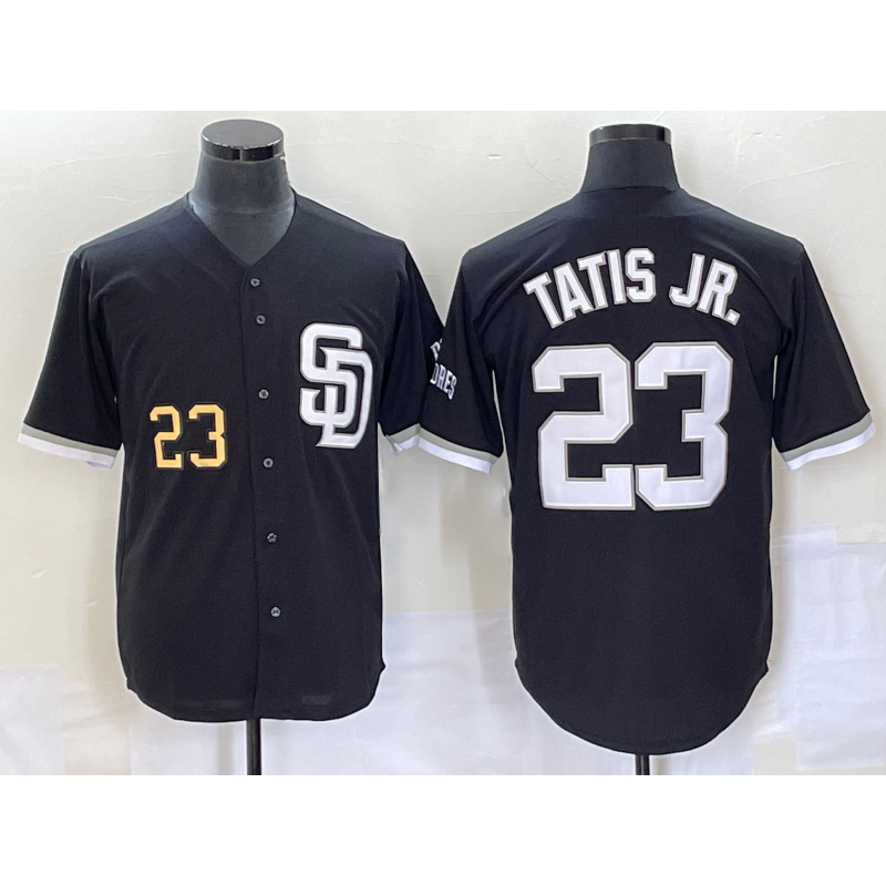 San Diego Padres #23 Fernando Tatis Jr Number Black Jereymy 2023 Cool Base Stitched Jersey