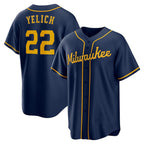 Milwaukee Brewers #22 Christian Yelich Navy Jereymy Alternate 2 Replica Jersey