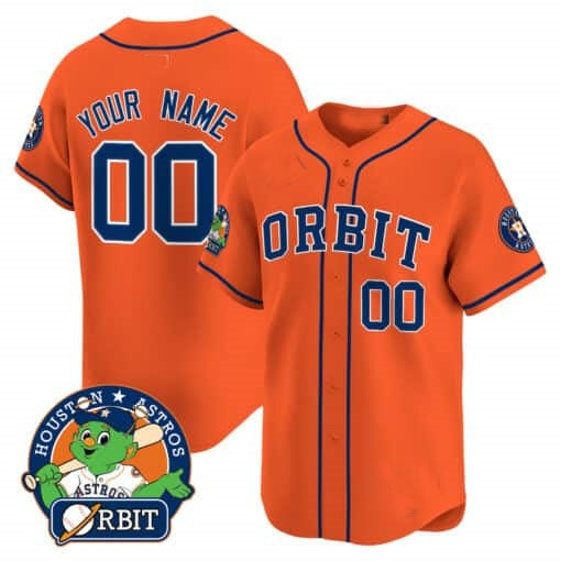 Custom Houston Astros Orbit Patch Vapor Premier Limited Jersey ¨C Orange Jereymy
