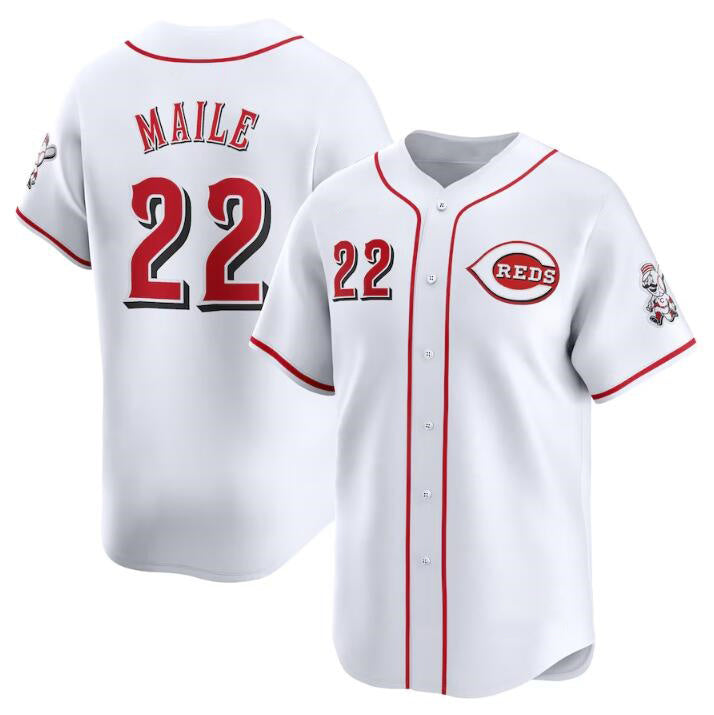 Cincinnati Reds #22 Luke Maile White Jereymy Home Limited Stitched Jersey