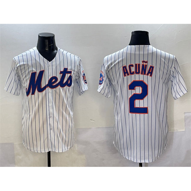 New York Mets #2 Luisangel Acuna White Jereymy Cool Base Stitched Jersey