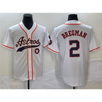 Houston Astros #2 Alex Bregman White Jereymy With Patch Cool Base Stitched Jersey