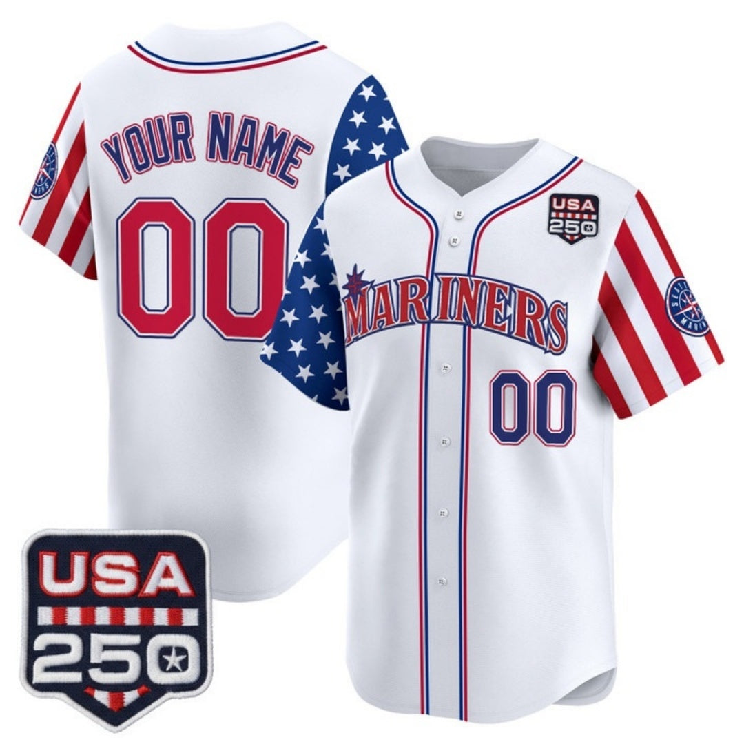 Custom Seattle Mariners America 250 Edition Vapor Premier Limited White Jereymy Stitched Jerseys
