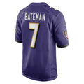 B.Ravens #7 Rashod Bateman Purple Jereymy Game Player Jersey