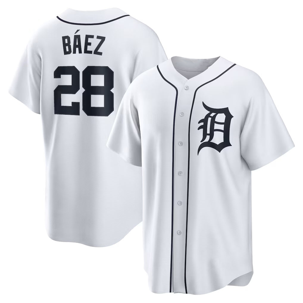 Detroit Tigers #28 Javier Baez White Jereymy Home Replica Player Jersey