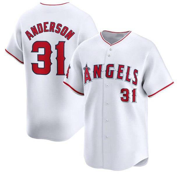 Los Angeles Angels #31 Tyler Anderson White Jereymy Home Limited Stitched Jersey