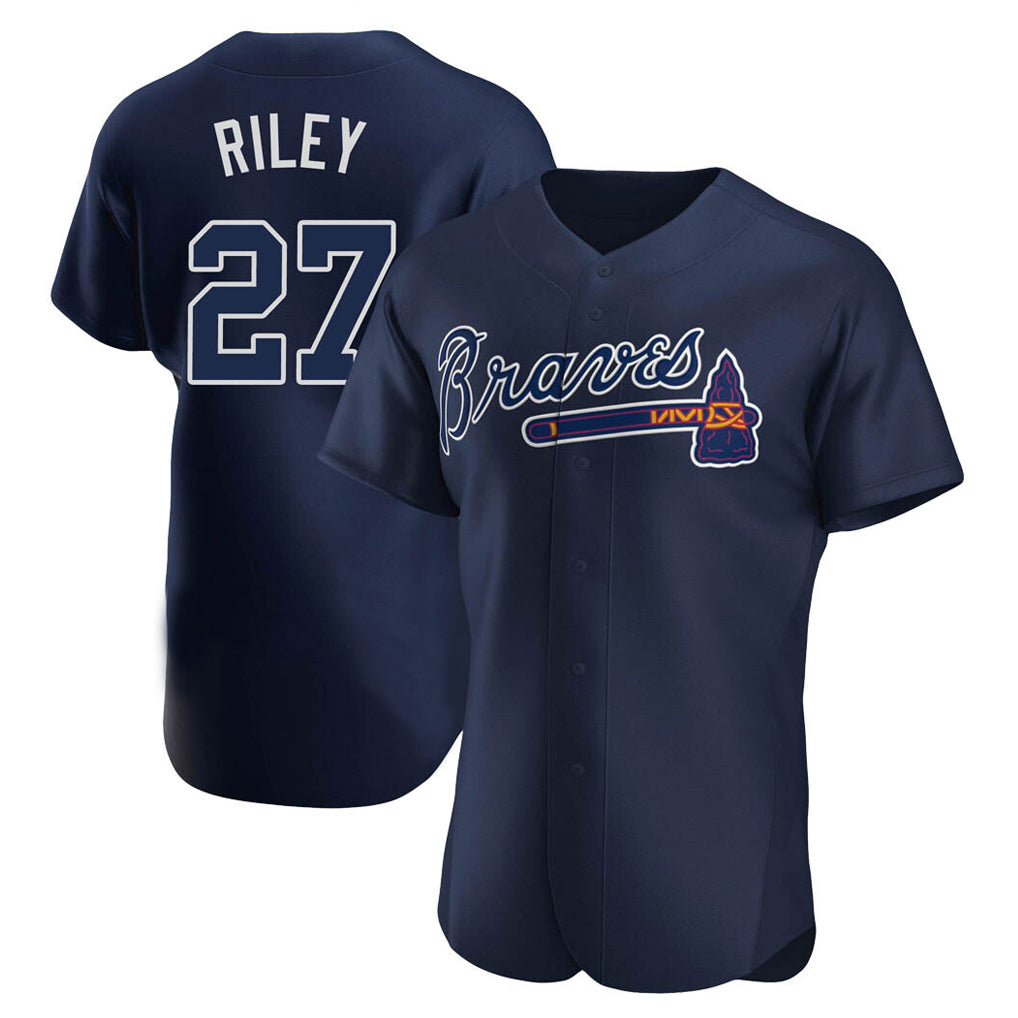 Atlanta Braves #27 Austin Riley Player Navy Jereymy Alternate Limited Elite Home Game Stitched Jerseys