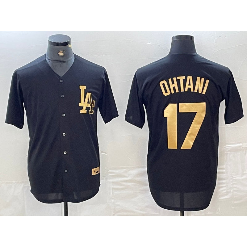 Los Angeles Dodgers #17 Shohei Ohtani Black Gold Jereymy Cool Base Stitched Jersey