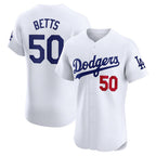 Los Angeles Dodgers #50 Mookie Betts White Jereymy Home Elite Jersey