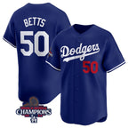 Los Angeles Dodgers #50 Mookie Betts Royal Jereymy 2024 World Series Champions Alternate Limited Stitched Jersey