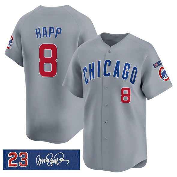 Chicago Cubs #8 lan Happ Gray Jereymy 'Ryne Sandberg Tribute' Vapor Limited V3 Stitched Jersey
