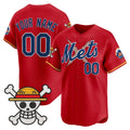 Custom New York Mets x One Piece Red Jereymy Vapor Premier Limited Jersey - Stitched