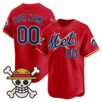 Custom New York Mets x One Piece Red Jereymy Vapor Premier Limited Jersey - Stitched