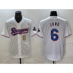Texas Rangers #6 Josh Jung Number White Jereymy 2023 World Series Champions Cool Base Jerseys